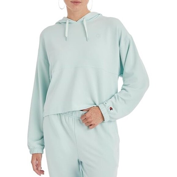 Champion Tops - CHAMPION Women's Soft Touch Hoodie Size L In Frozen Pale Blue C Logo